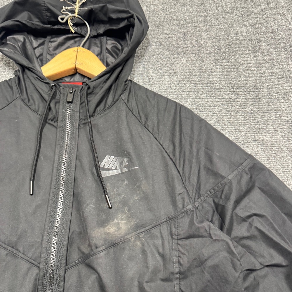 Nike Jacket Women's Medium Full Zip‎ Stained Windbreaker Activewear Black - Picture 11 of 14